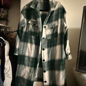 Green Plaid Women's Coat